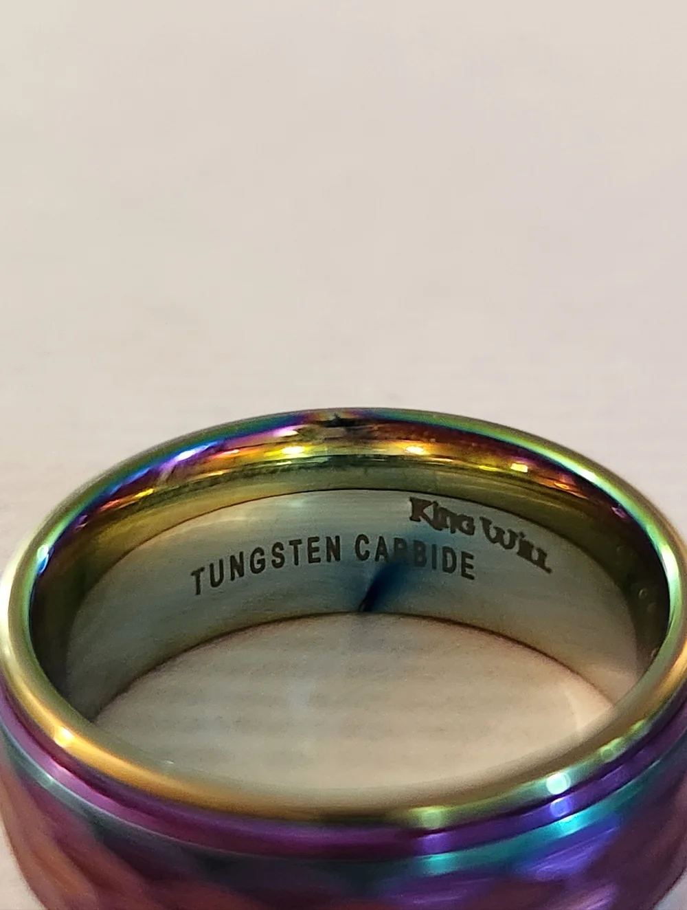 King Will Tungsten Carbide Iridescent Hammered Ring - Picture 4 of 4